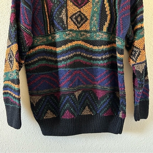 Northern Isle VTG Men’s Knit Sweater Large Hand Knit Artsy Retro 80s Grandpa - Picture 11 of 12